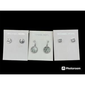 Michael Kors Silver Earrings 3 Pairs